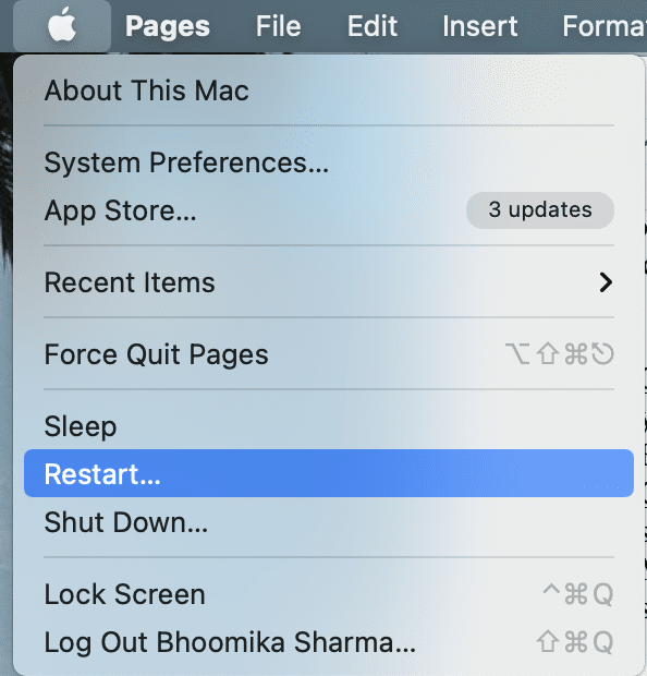 حدد إعادة التشغيل. كيفية تمهيد نظام التشغيل Mac في الوضع الآمن