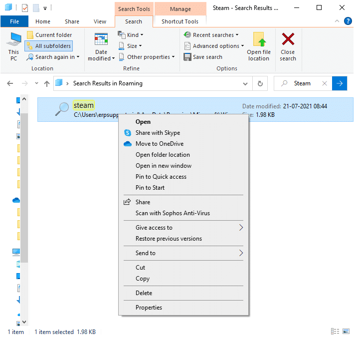 Şimdi sağ tıklayın ve silin. Steam'in Oyun İndirmemesini Düzeltin