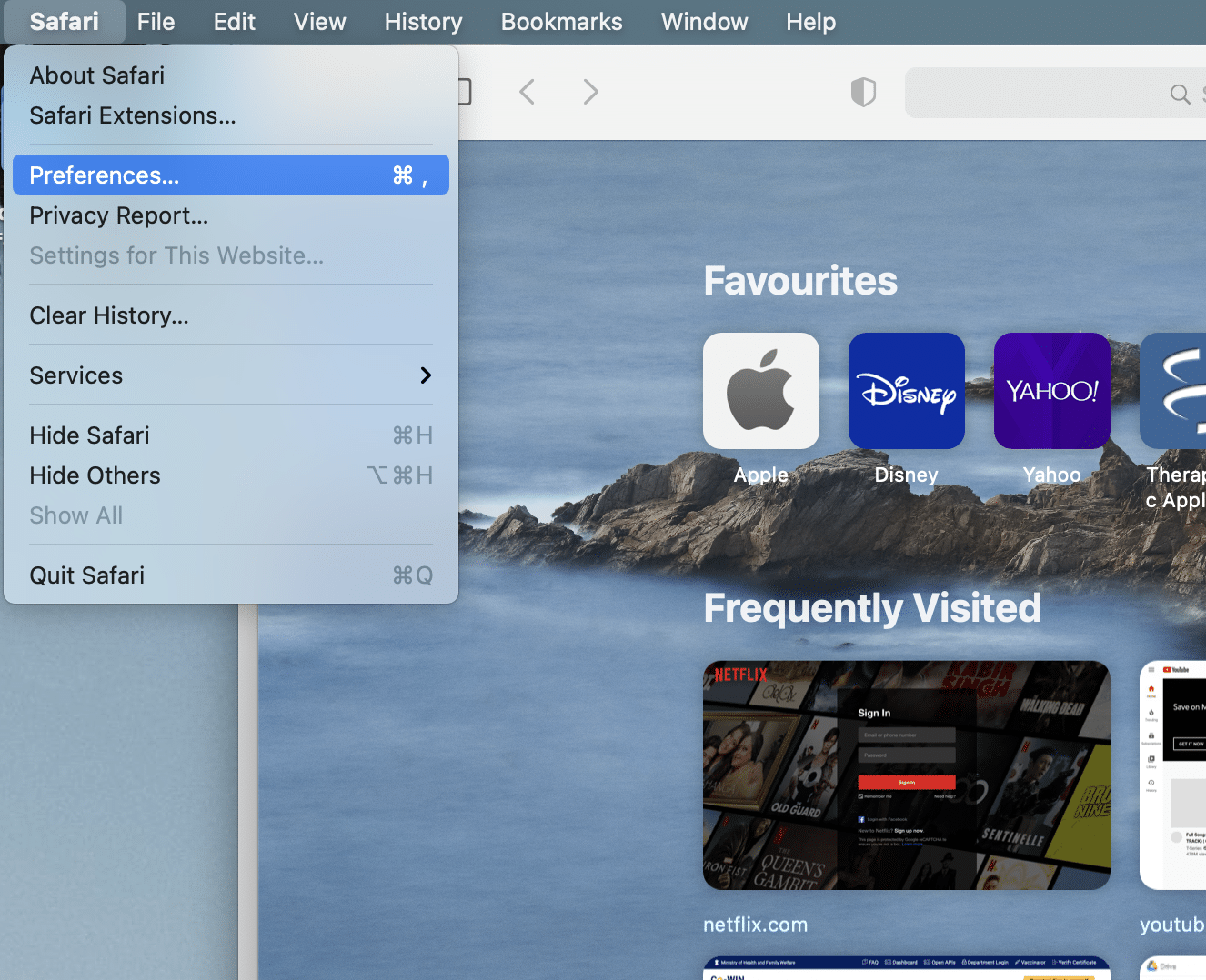 Safari tarayıcısını başlatın ve Tercihler | Bu Bağlantıyı Düzeltin Özel Değil'i seçin