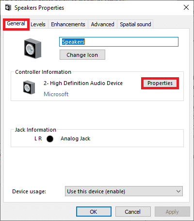 الآن ، قم بالتبديل إلى علامة التبويب "عام" وحدد خيار "خصائص" ضمن معلومات وحدة التحكم.