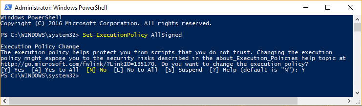 Set-ExecutionPolicy AllSigned