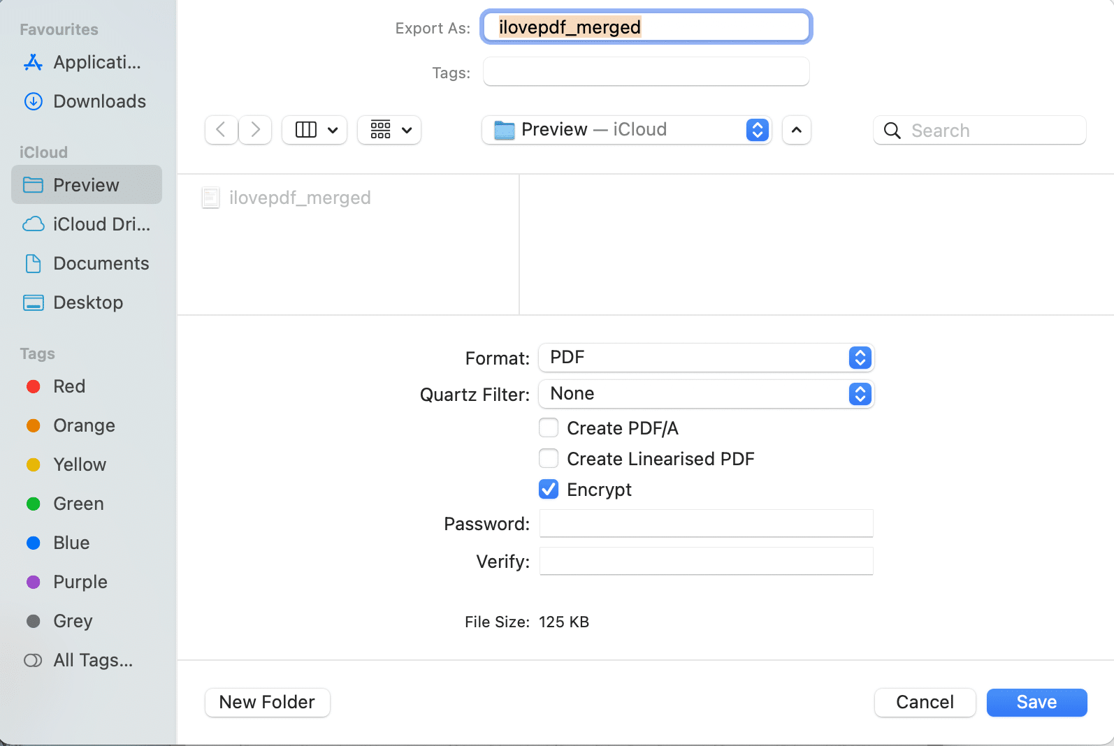 حدد خيار التصدير. كيفية حماية مجلد بكلمة مرور في نظام التشغيل Mac