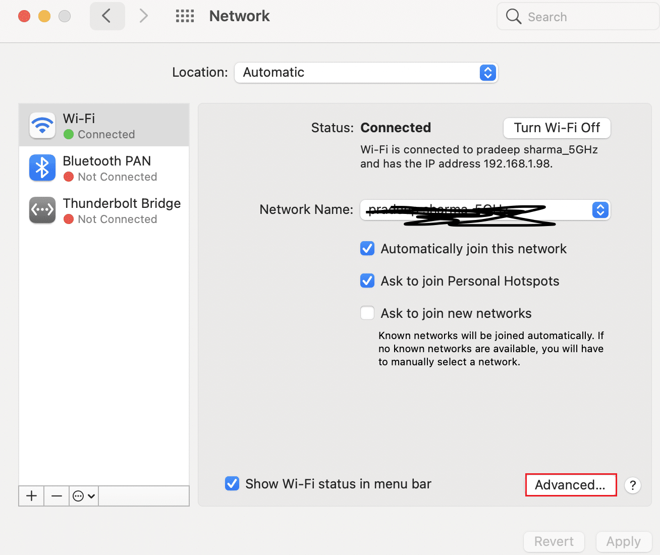 En alttaki Gelişmiş seçeneğine tıklayın ve silmek için tüm bağlantıları kontrol edin.