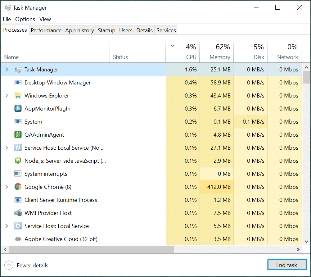 [プロセス]タブ。 Logitechゲームソフトウェアが開かない問題を修正