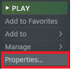 Ardından, Fallout 3 oyununa sağ tıklayın ve Özellikler… seçeneğini seçin.