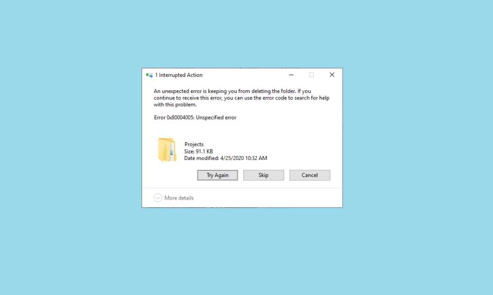 Jak naprawić kod błędu 0x80004005?