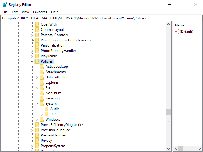 الكمبيوتر \ HKEY_LOCAL_MACHINE \ SOFTWARE \ Microsoft \ Windows \ CurrentVersion \ Policies \ Explorer