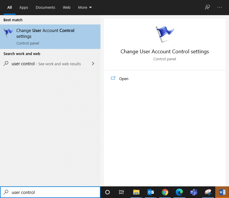 Soldaki panelden Kullanıcı Hesabı Denetimi ayarlarını değiştir seçeneğine tıklayın ve açın.