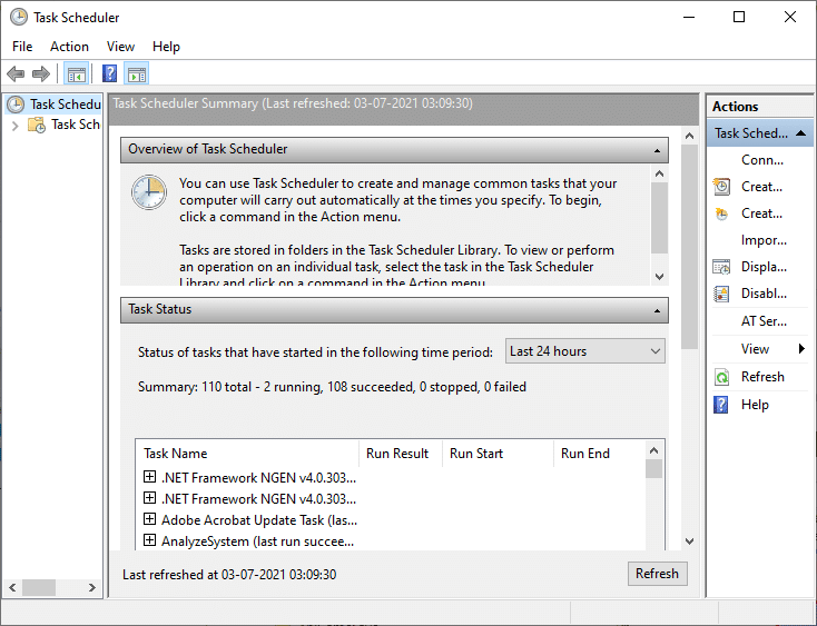 Şimdi, Görev Zamanlayıcı pencereleri açılacak