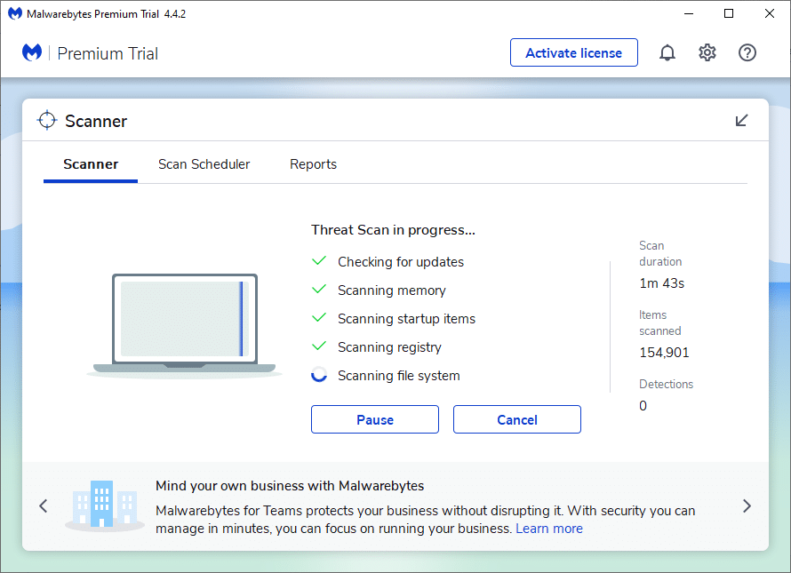 Kurulumu tamamlamak için Başlayın düğmesine tıklayın ve tarama işlemini başlatmak için Tara seçeneğini seçin.