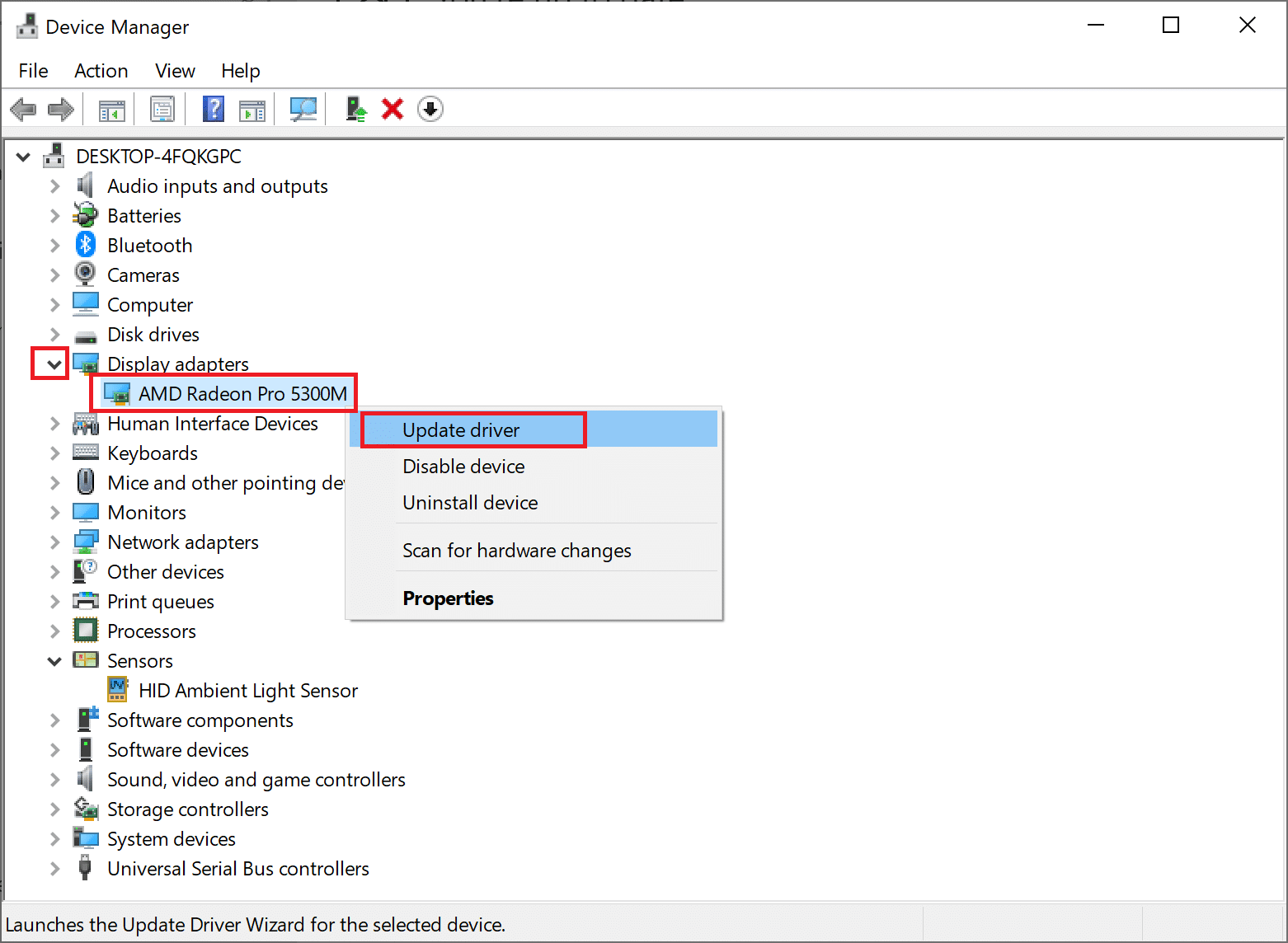 Grafik kartı sürücünüze sağ tıklayın ve Sürücüyü güncelle'yi seçin. Windows 10'da Destiny 2 Hata Kodu Brokoli'yi Düzeltin