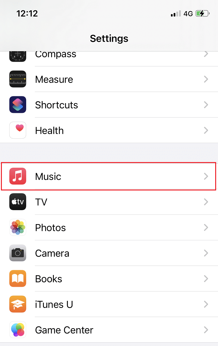 Di menu Pengaturan, pilih Musik