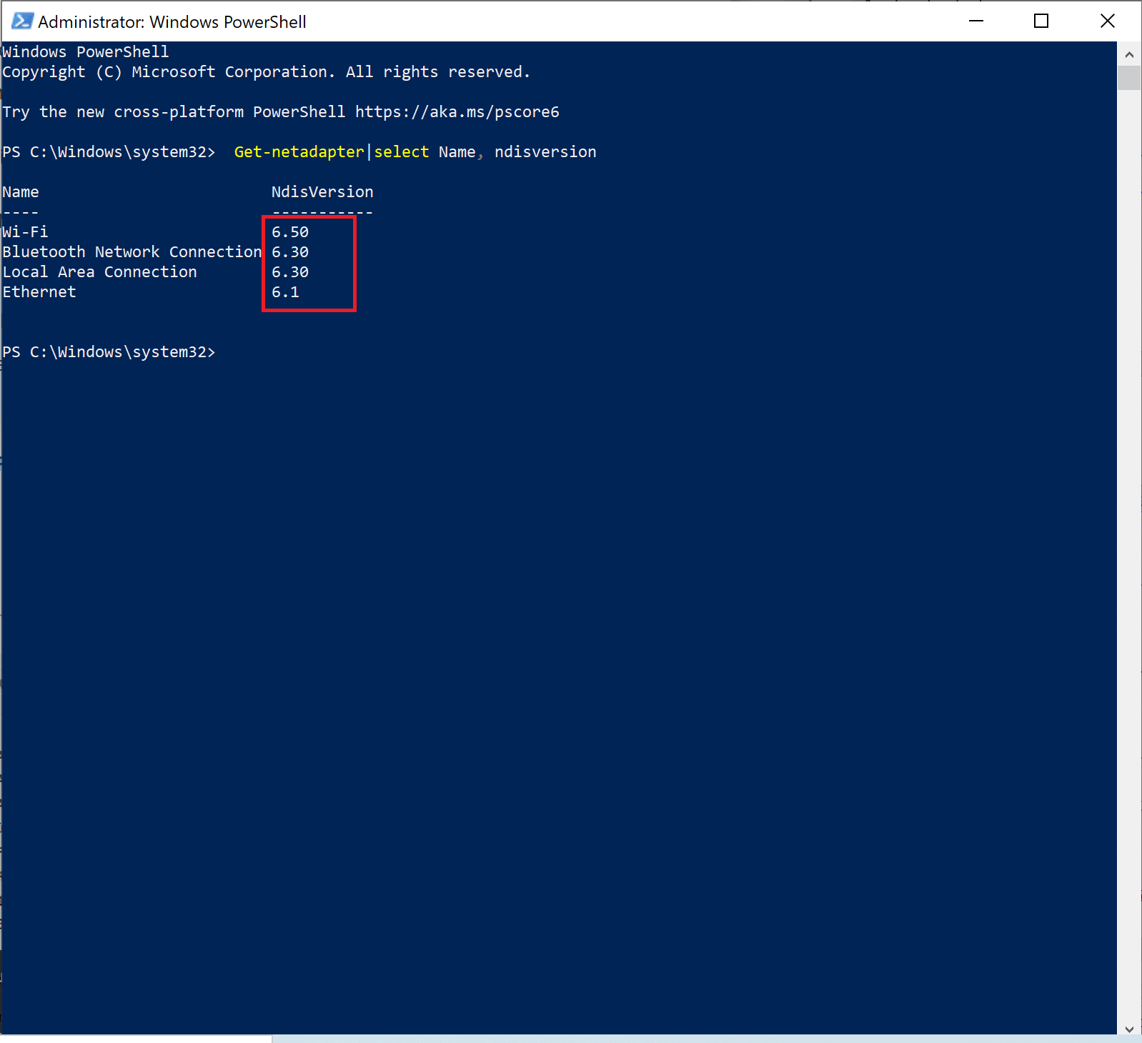 Sprawdź numer pod NdisVersion.Fix Miracast nie działa w systemie Windows 10