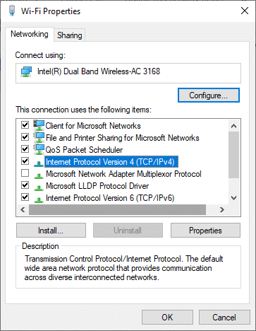 Şimdi, İnternet Protokolü Sürüm 4'e (TCP/IPV4) çift tıklayın. Bu, Özellikler penceresini açacaktır.