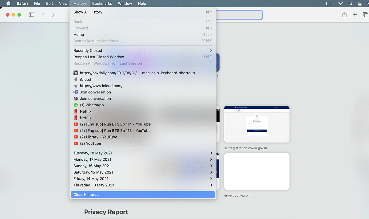 Safariメニューの[履歴のクリア]ボタンをクリックして履歴をクリアします|私のMacインターネットが突然遅いのはなぜですか