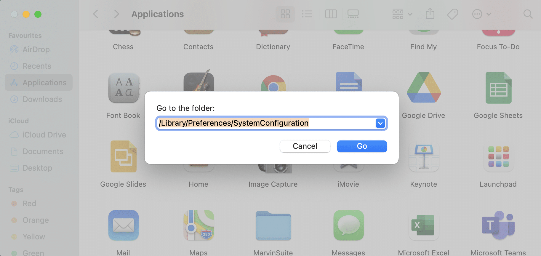 次のように入力して、Enter Library PreferencesSystemConfigurationを押します。