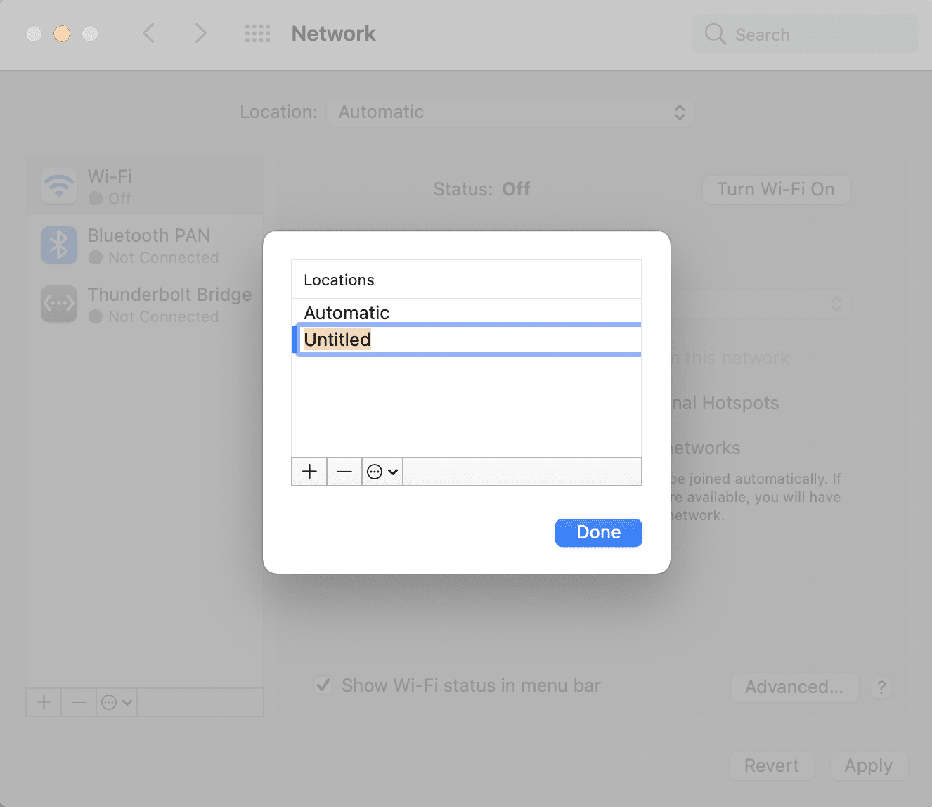 お好みの名前を付けて、[完了]をクリックします