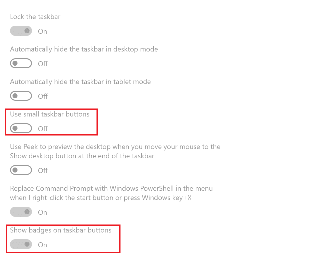 Rozetleri görev çubuğu düğmelerinde göster seçeneğinin altındaki düğmeyi açın. Discord bildirimlerinin çalışmamasını düzeltin