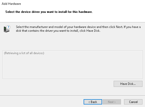 レガシーハードウェアメーカーを追加