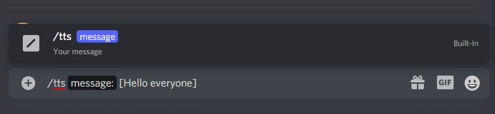 El comando tts [Hola a todos] lee el mensaje más alto. Lista de comandos de chat de Discord
