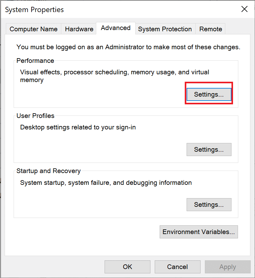 Performans seçeneği altındaki Ayarlar'a tıklayın. Oyun ve Performans için Windows 10 Nasıl Optimize Edilir?