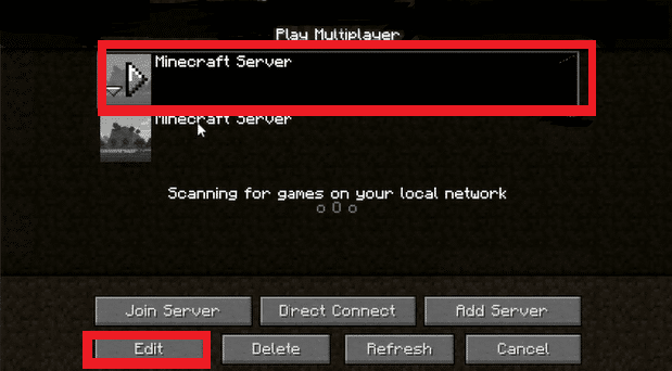 بعد ذلك ، قم بتشغيل Minecraft وانتقل إلى خيار Play Multiplayer. إصلاح io.netty.channel.AbstractChannel $ AnnotatedConnectException في Minecraft