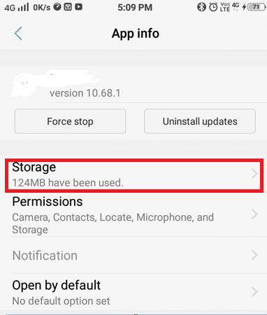 Sekarang, pilih Penyimpanan.