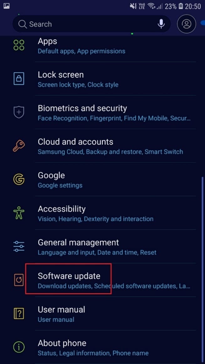 اضغط على تحديث البرنامج