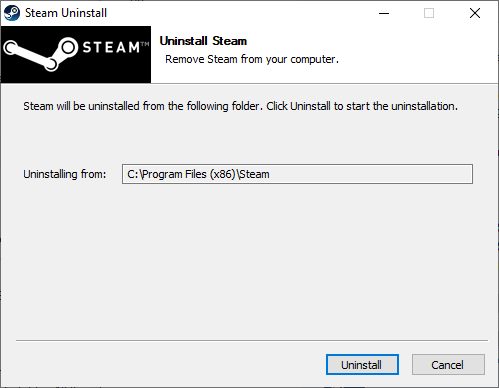 Sekarang, konfirmasikan prompt dengan mengklik Uninstall. Cara Memperbaiki Kesalahan Pemuatan Aplikasi Steam 3.0000065432