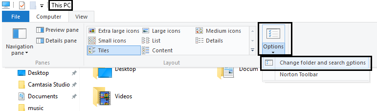 ubah folder dan opsi pencarian