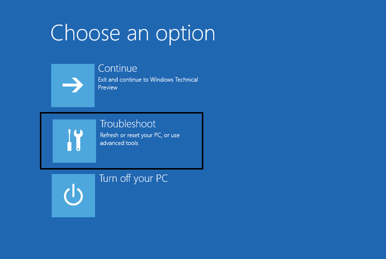Pilih opsi di windows 10