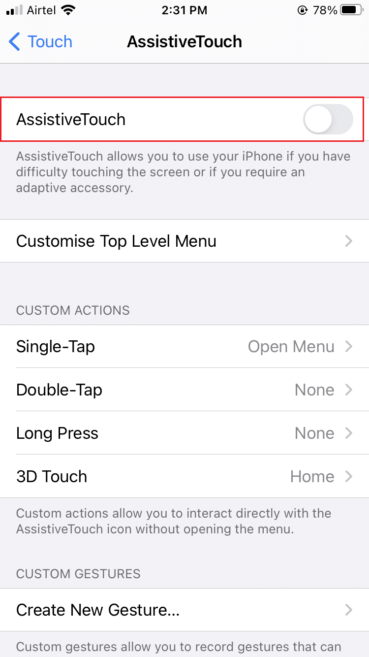 แตะ AssistiveTouch