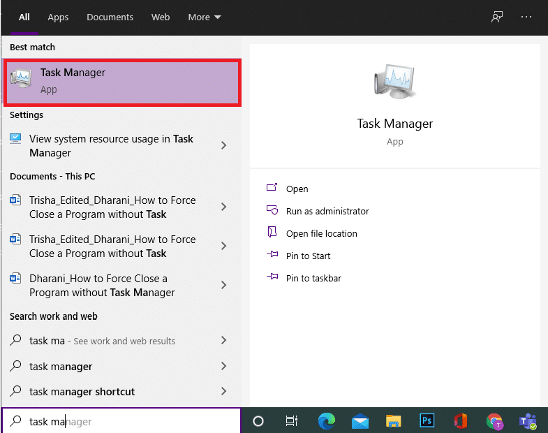 Görev yöneticisini arayın ve başlatın