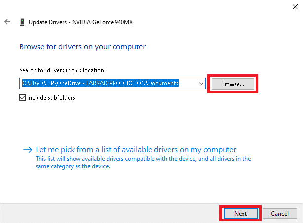 ตอนนี้ คลิกที่ปุ่ม Browse… เพื่อเลือกไดเร็กทอรีการติดตั้ง คลิกถัดไป