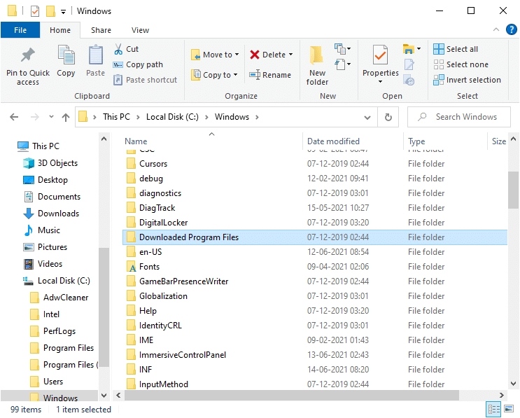 ตอนนี้ให้เลื่อนลงและดับเบิลคลิกที่โฟลเดอร์ Downloaded Program Files