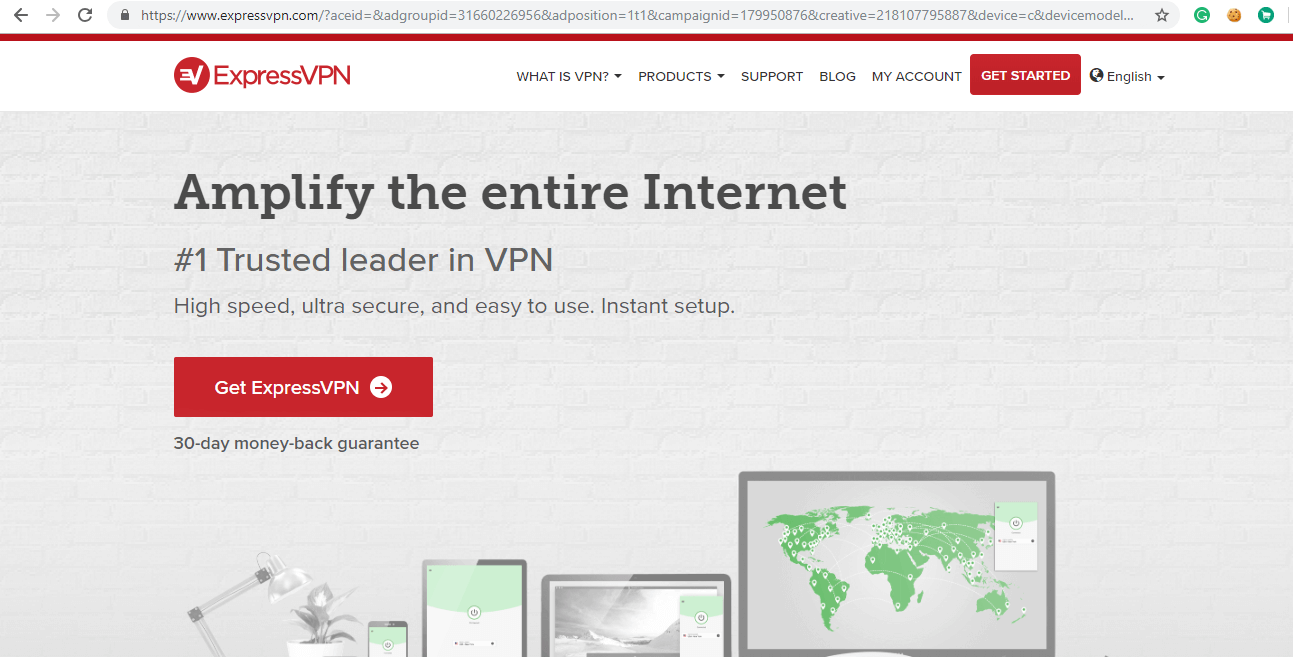 เลือกซอฟต์แวร์ VPN และดาวน์โหลดโดยคลิกที่รับ ExpressVPN