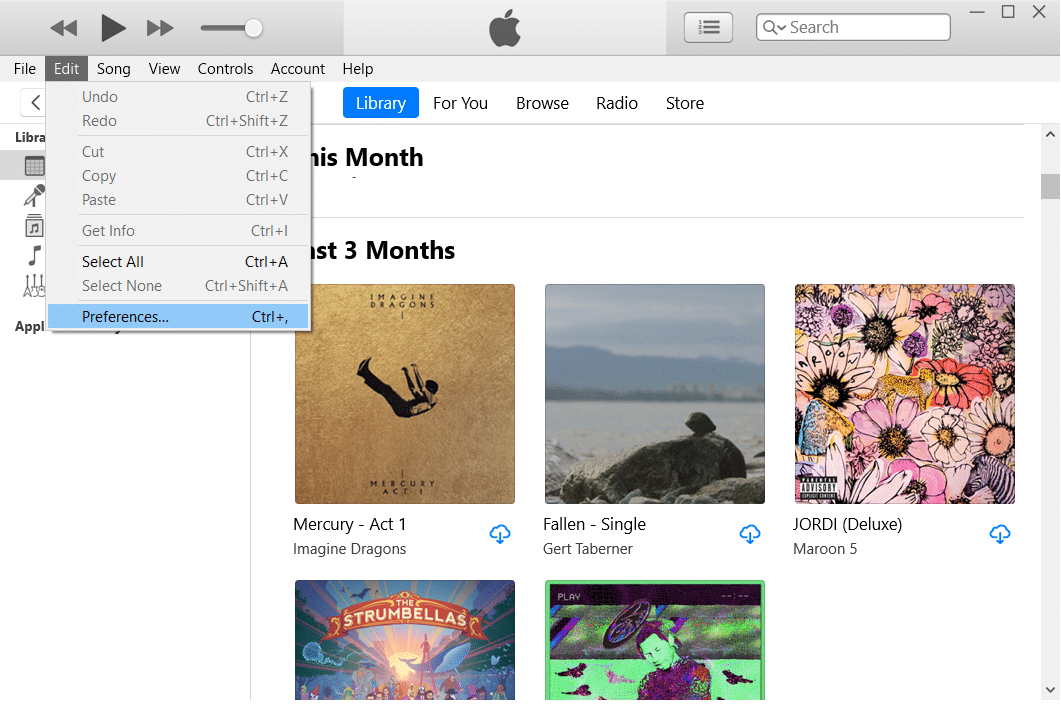 اي تيونز تحرير التفضيلات