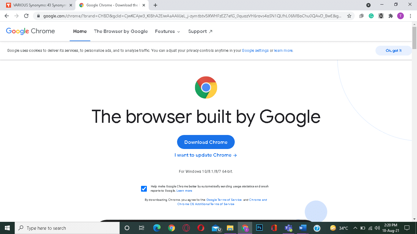 Ora reinstalla la nuova versione di Google Chrome | Come risolvere Google Chrome continua a bloccarsi su Windows 10
