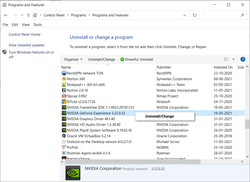 Klik kanan pada NVIDIA Ge Force dan klik Uninstall