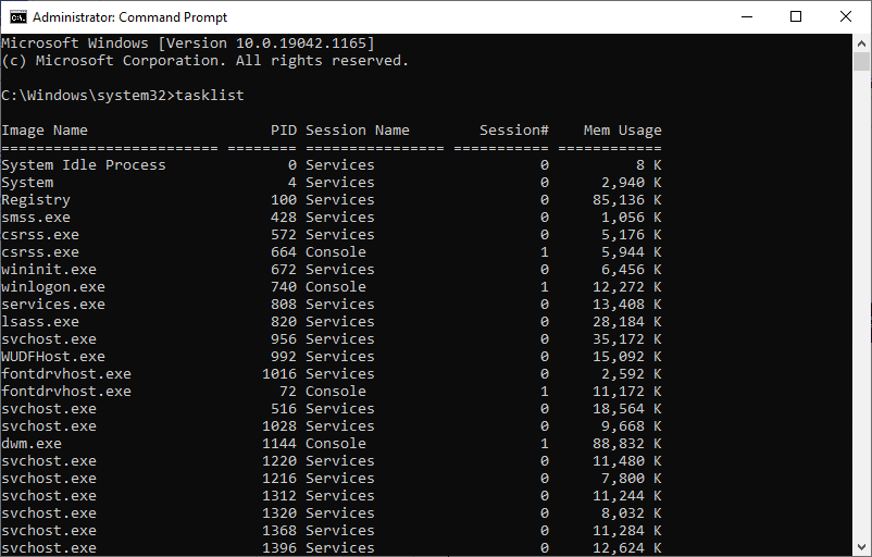 ป้อนคำสั่งต่อไปนี้แล้วกด Enter: tasklist .How to End Task ใน Windows 10