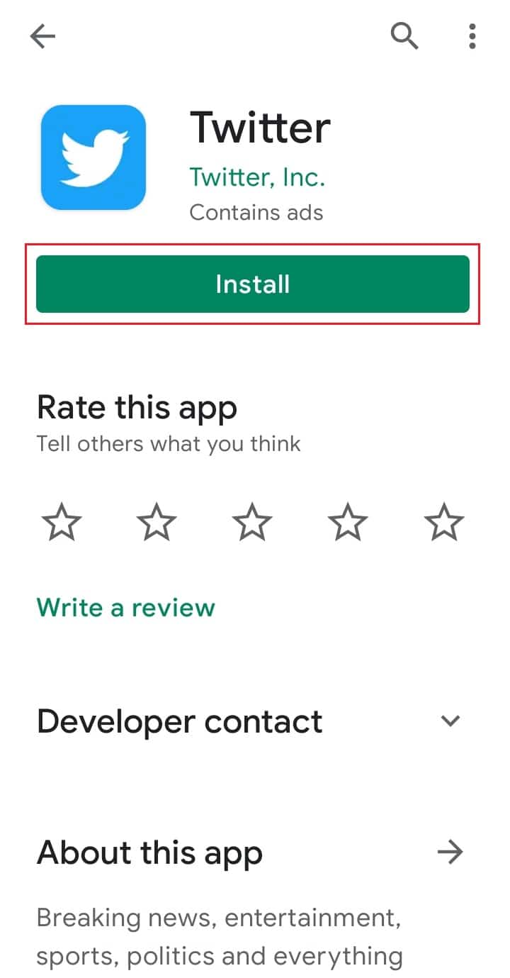 ติดตั้งแอพ twitter บน Android