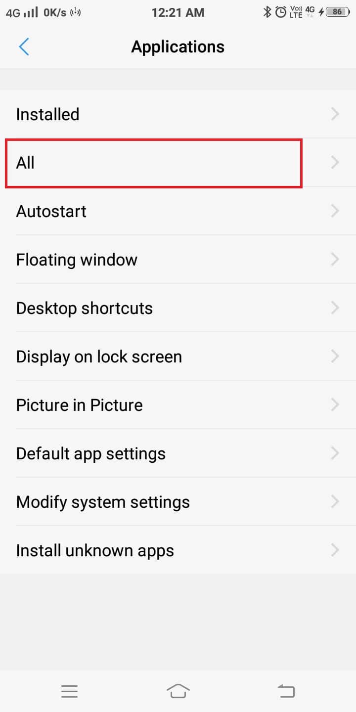 แตะที่แอปพลิเคชันทั้งหมด