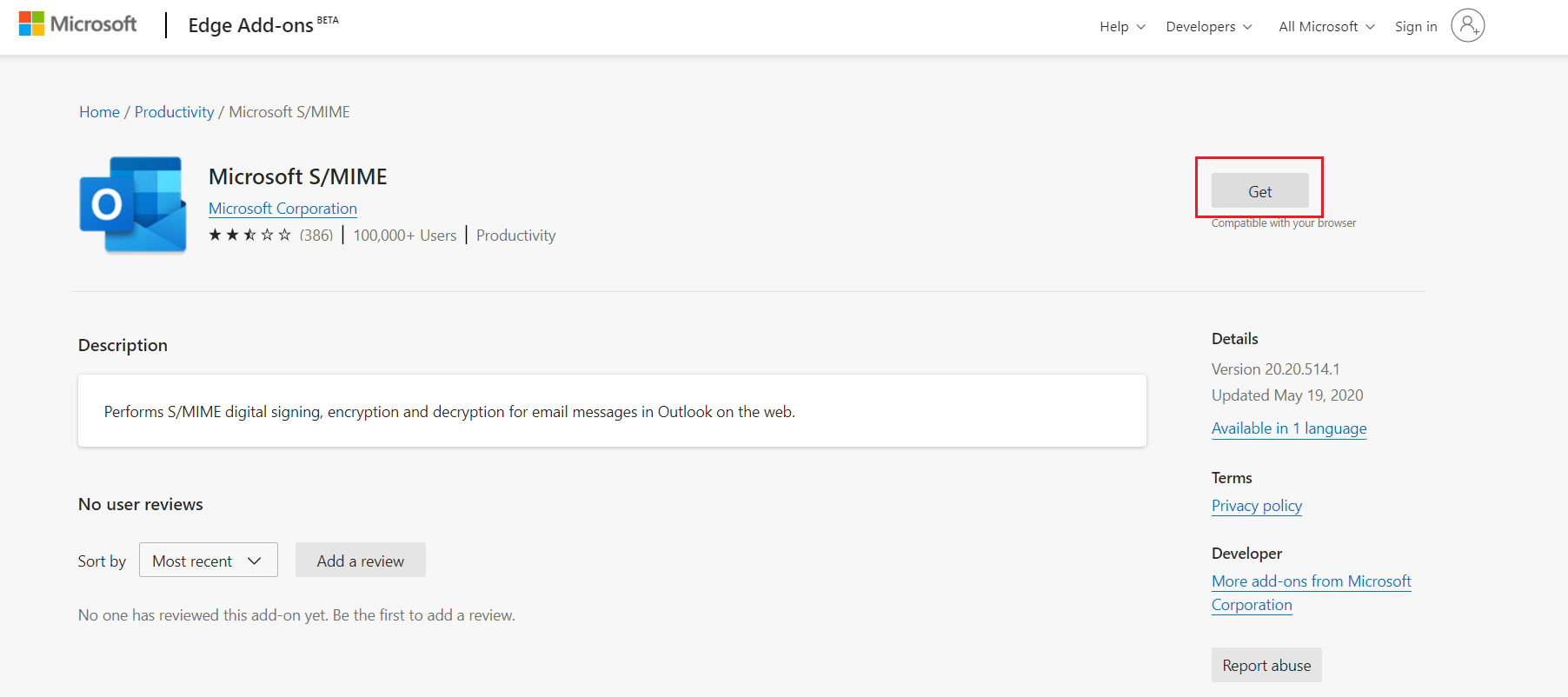 ดาวน์โหลดไคลเอ็นต์ S MIME จากส่วนเสริมของ Microsoft ไม่สามารถแสดงเนื้อหาได้เนื่องจากตัวควบคุม S MIME ไม่พร้อมใช้งาน
