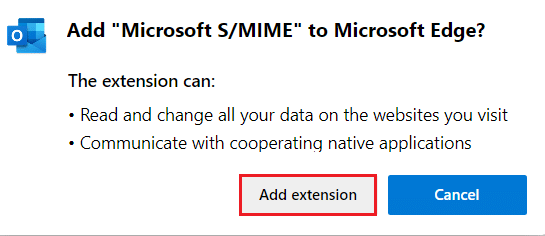 เลือกเพิ่มส่วนขยายเพื่อเพิ่มส่วนขยาย microsoft S MIME ไม่สามารถแสดงเนื้อหาได้เนื่องจากตัวควบคุม S MIME ไม่พร้อมใช้งาน