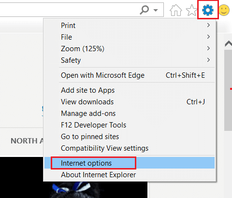 เลือกไอคอนฟันเฟือง และเลือก Internet Options ใน Internet Explorer S MIME . ตรวจไม่พบ Internet Explorer เป็นเบราว์เซอร์