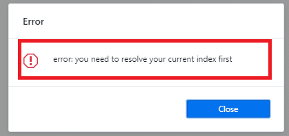 errore: devi prima risolvere il tuo indice corrente