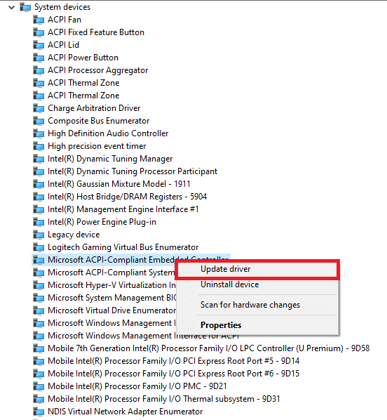 ตอนนี้ให้คลิกขวาที่ไดรเวอร์ชิปเซ็ตใด ๆ แล้วคลิกอัปเดตไดรเวอร์ แก้ไขอุปกรณ์ไม่ถูกโยกย้ายใน Windows 10