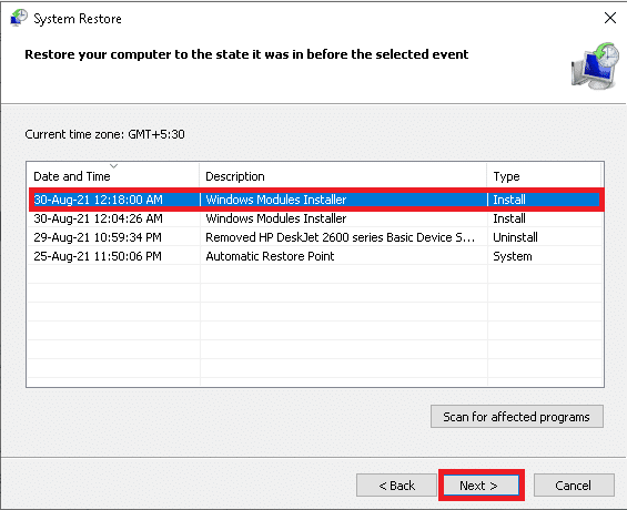 เลือกการอัปเดตล่าสุดและคลิกถัดไป กระบวนการให้บริการโฮสต์ DISM ใช้งาน CPU สูง
