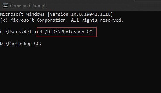 Digitare la lettera di unità come mostrato per avviare l'unità di destinazione. Come cambiare directory in CMD Windows 10