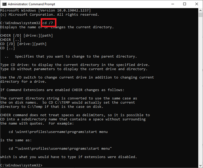 Digitare il comando nella finestra del prompt dei comandi per visualizzare il nome. Come cambiare directory in CMD Windows 10